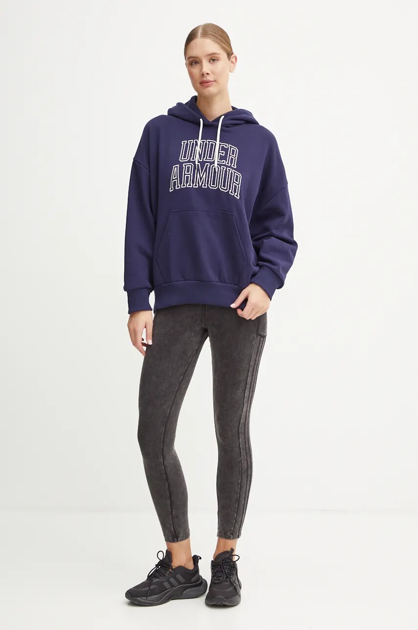 Кофта Under Armour Icon HWT Terry жіноча колір синій з капюшоном з принтом 1386494