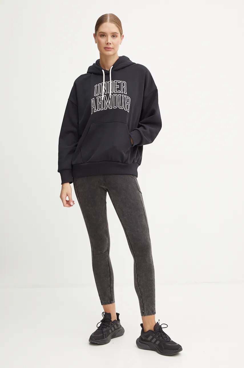 Кофта Under Armour Icon HWT Terry жіноча колір чорний з капюшоном з принтом 1386494