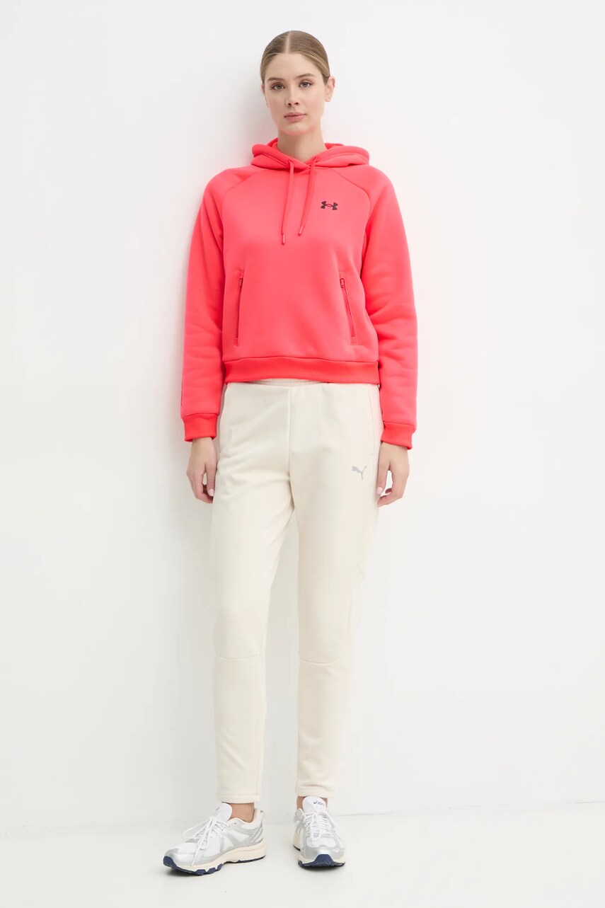 Кофта Under Armour Armour Fleece Pro жіноча колір червоний з капюшоном однотонна 1386504