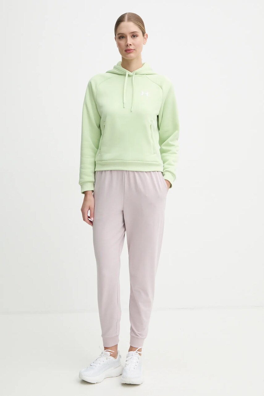 Кофта Under Armour Armour Fleece Pro жіноча колір зелений з капюшоном однотонна 1386504