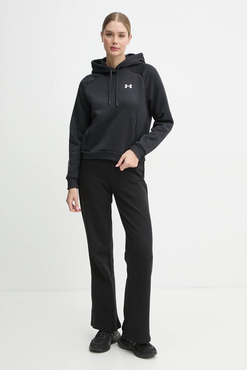 Кофта Under Armour Armour Fleece Pro жіноча колір чорний з капюшоном однотонна 1386504