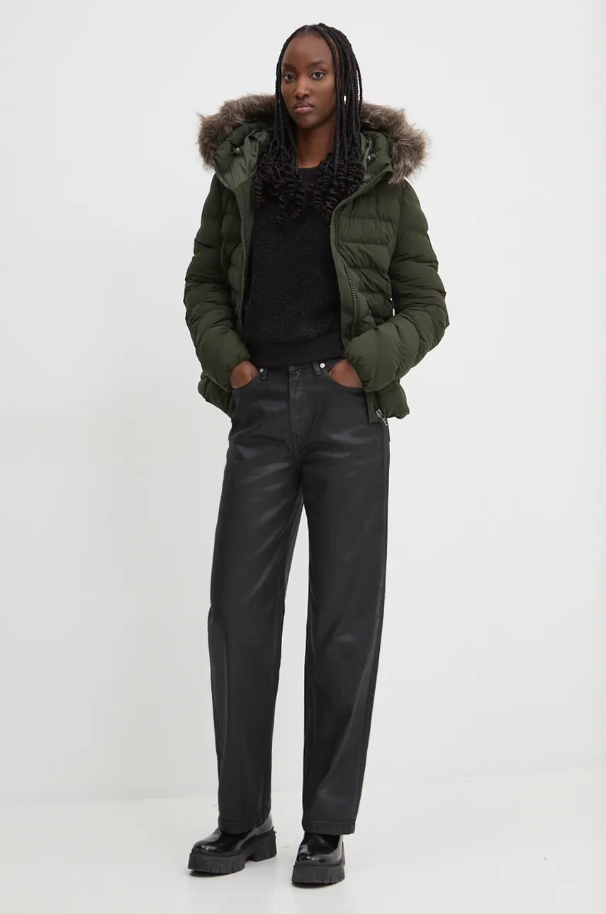 Флісова кофта Tommy Jeans колір чорний однотонна DW0DW18770