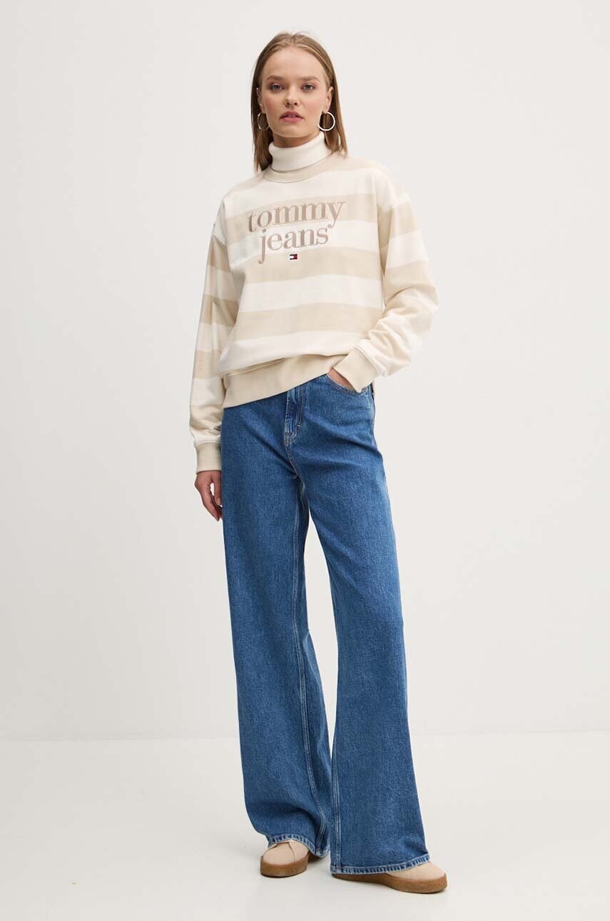 Бавовняна кофта Tommy Jeans жіноча колір бежевий візерунок DW0DW19041