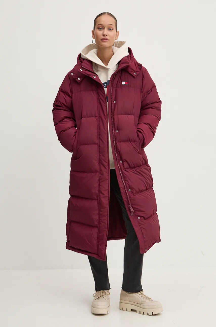 Кофта Tommy Jeans жіноча колір бежевий з капюшоном з принтом DW0DW19047