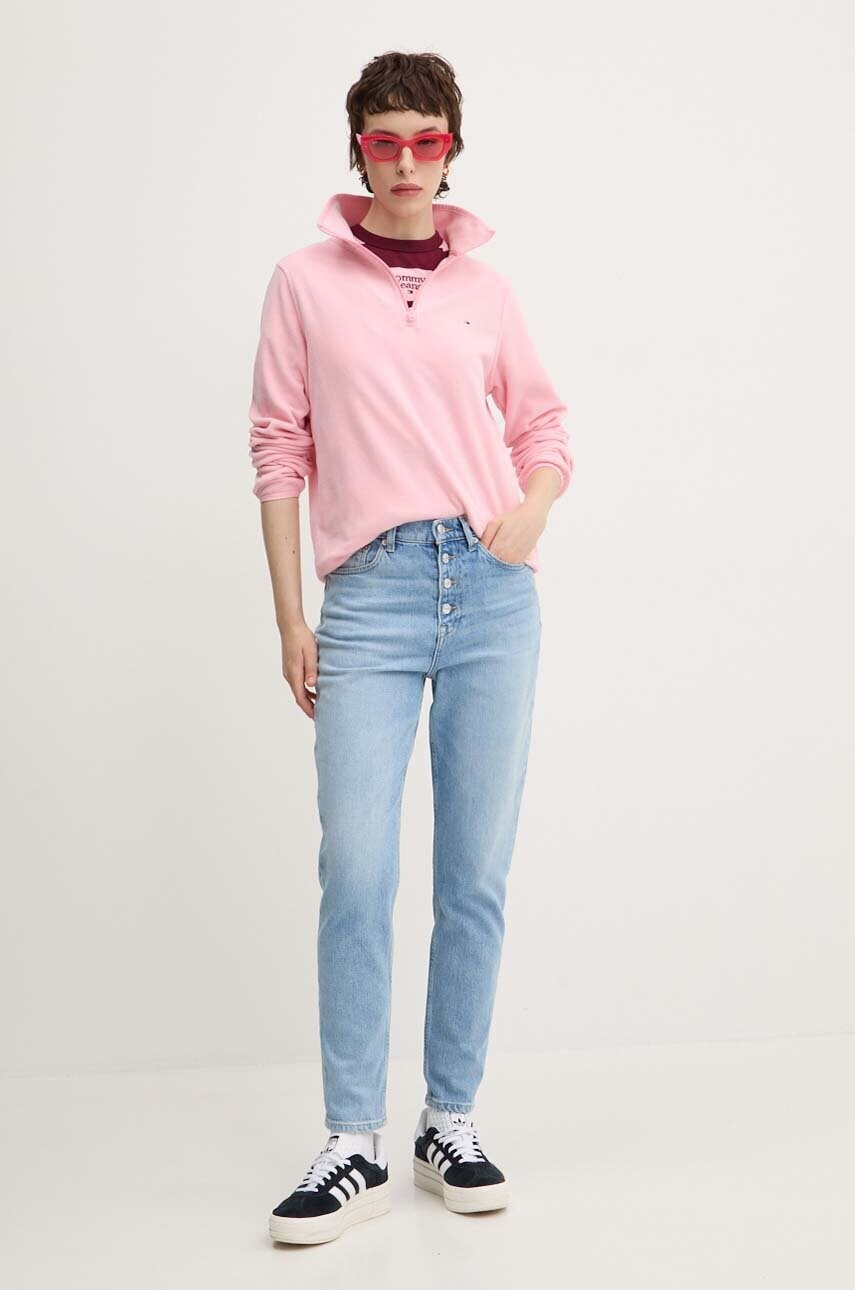 Кофта Tommy Jeans жіноча колір рожевий однотонна DW0DW19751