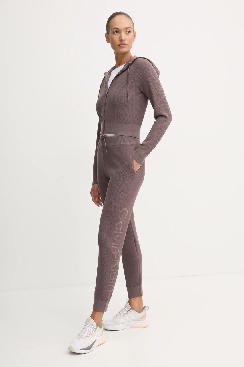 Кофта Calvin Klein Performance колір фіолетовий з капюшоном однотонна 00GWF4J400