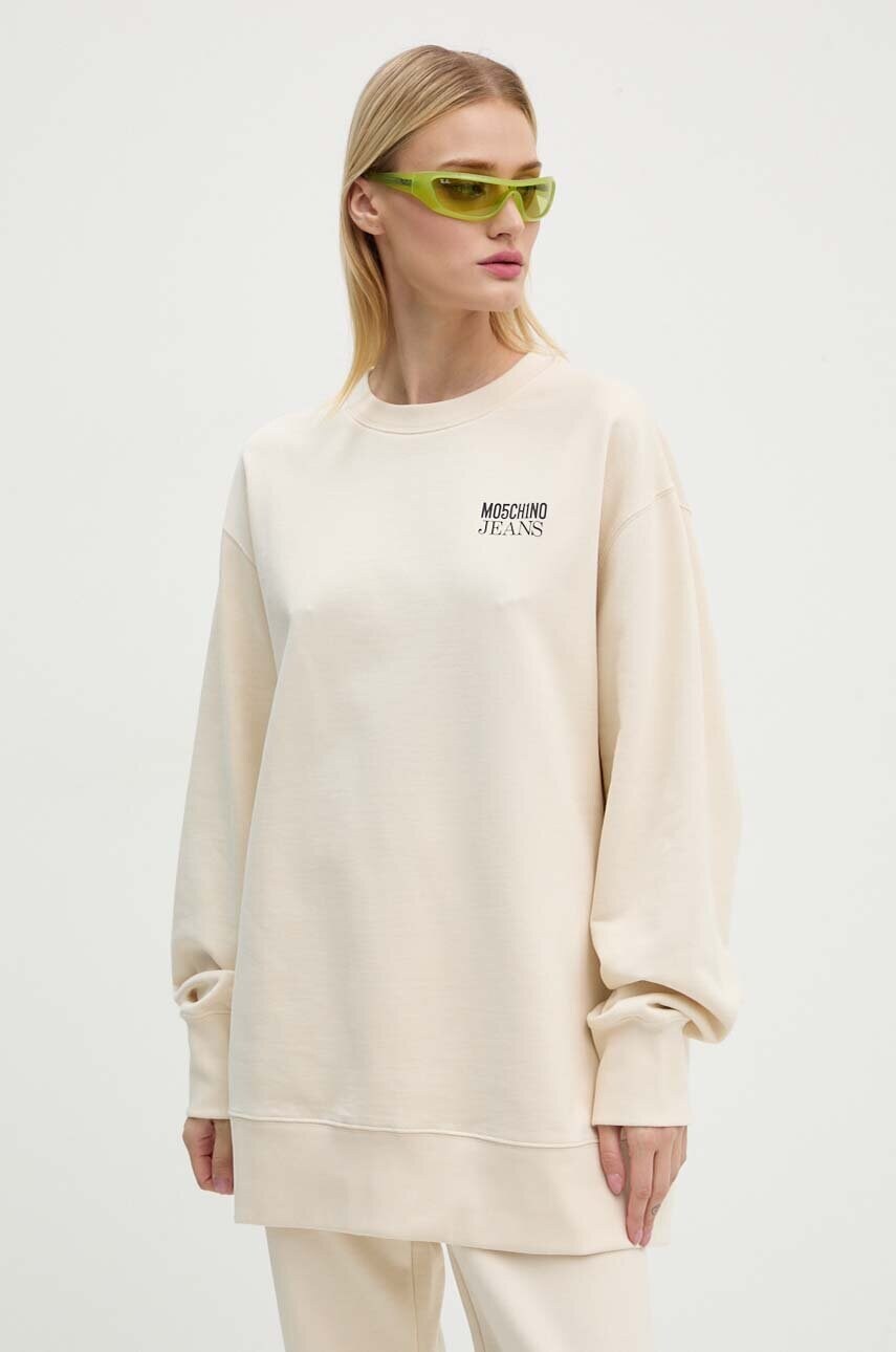 Бавовняна кофта Moschino Jeans жіноча колір бежевий з принтом A1708 8732