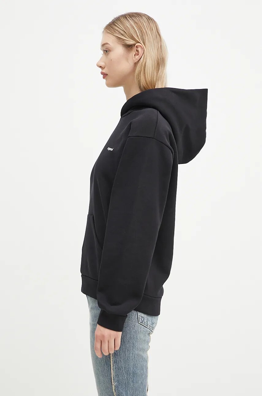 Кофта Coperni Logo Hoodie жіноча колір чорний з капюшоном з принтом COPJS15523