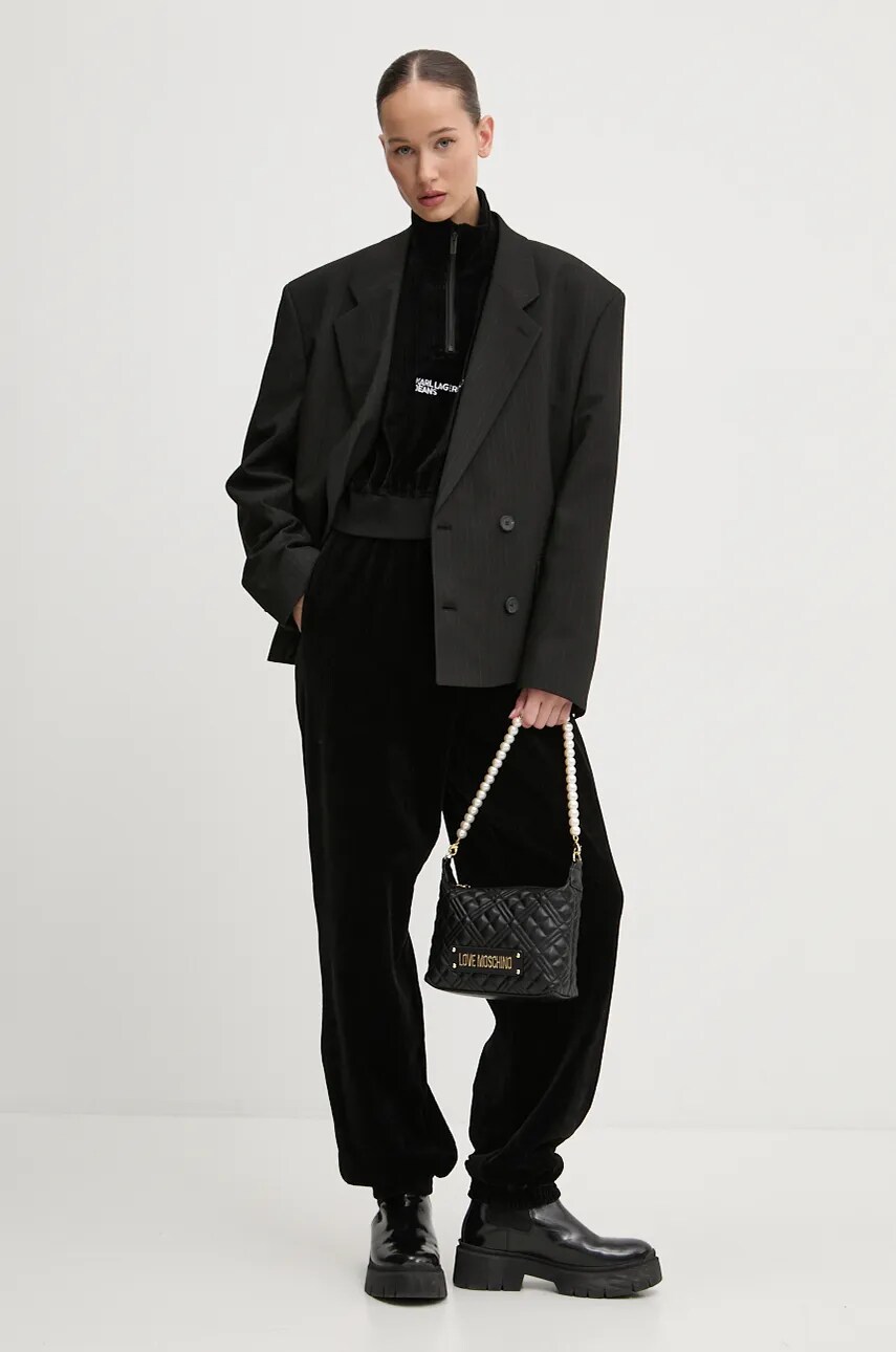 Кофта Karl Lagerfeld Jeans жіноча колір чорний з аплікацією 246J1806