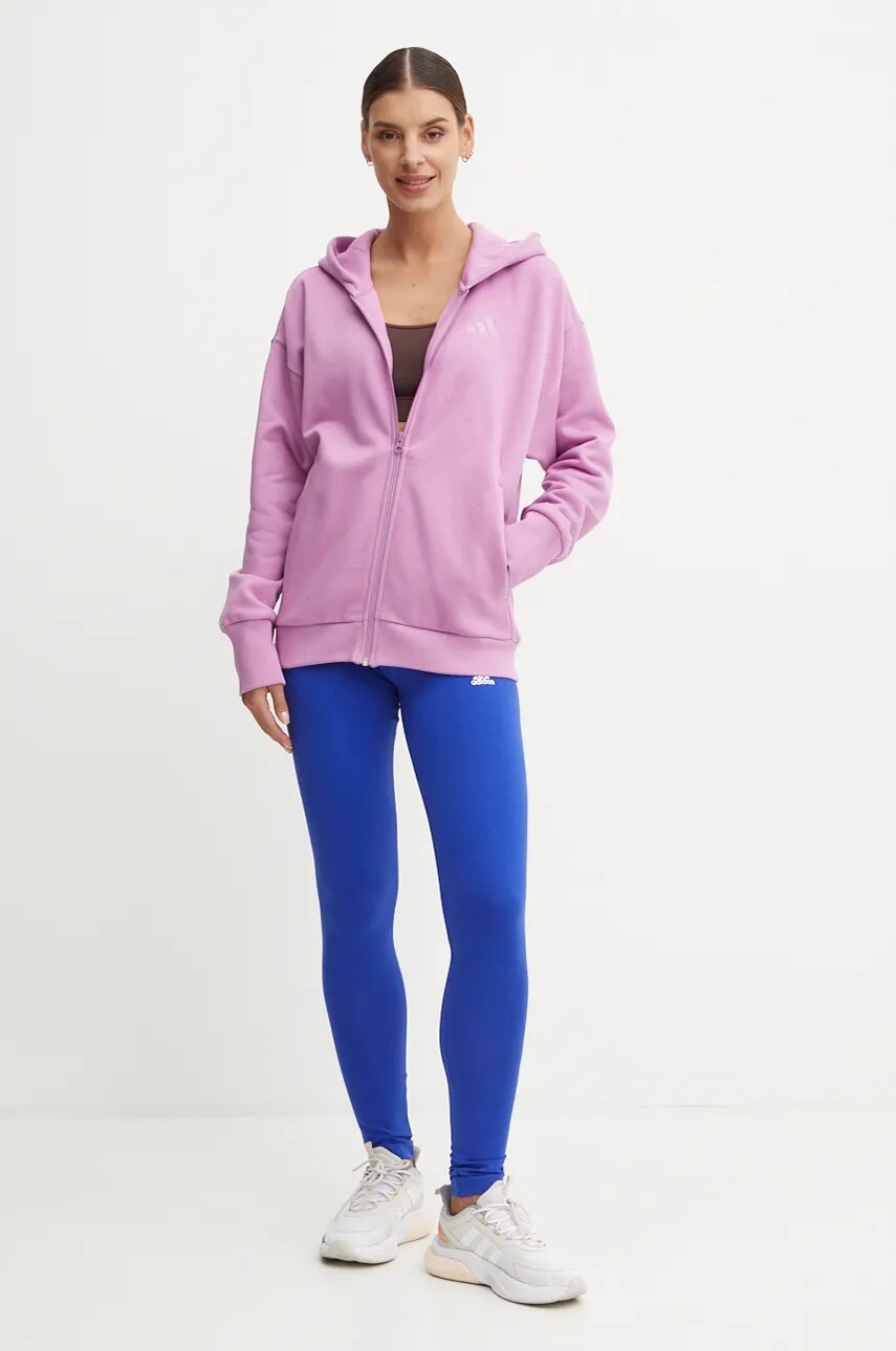Кофта adidas All SZN жіноча колір фіолетовий з капюшоном з аплікацією IY6810