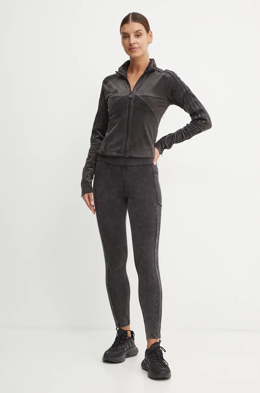 Велюрова кофта adidas Tiro колір сірий однотонна JJ4666