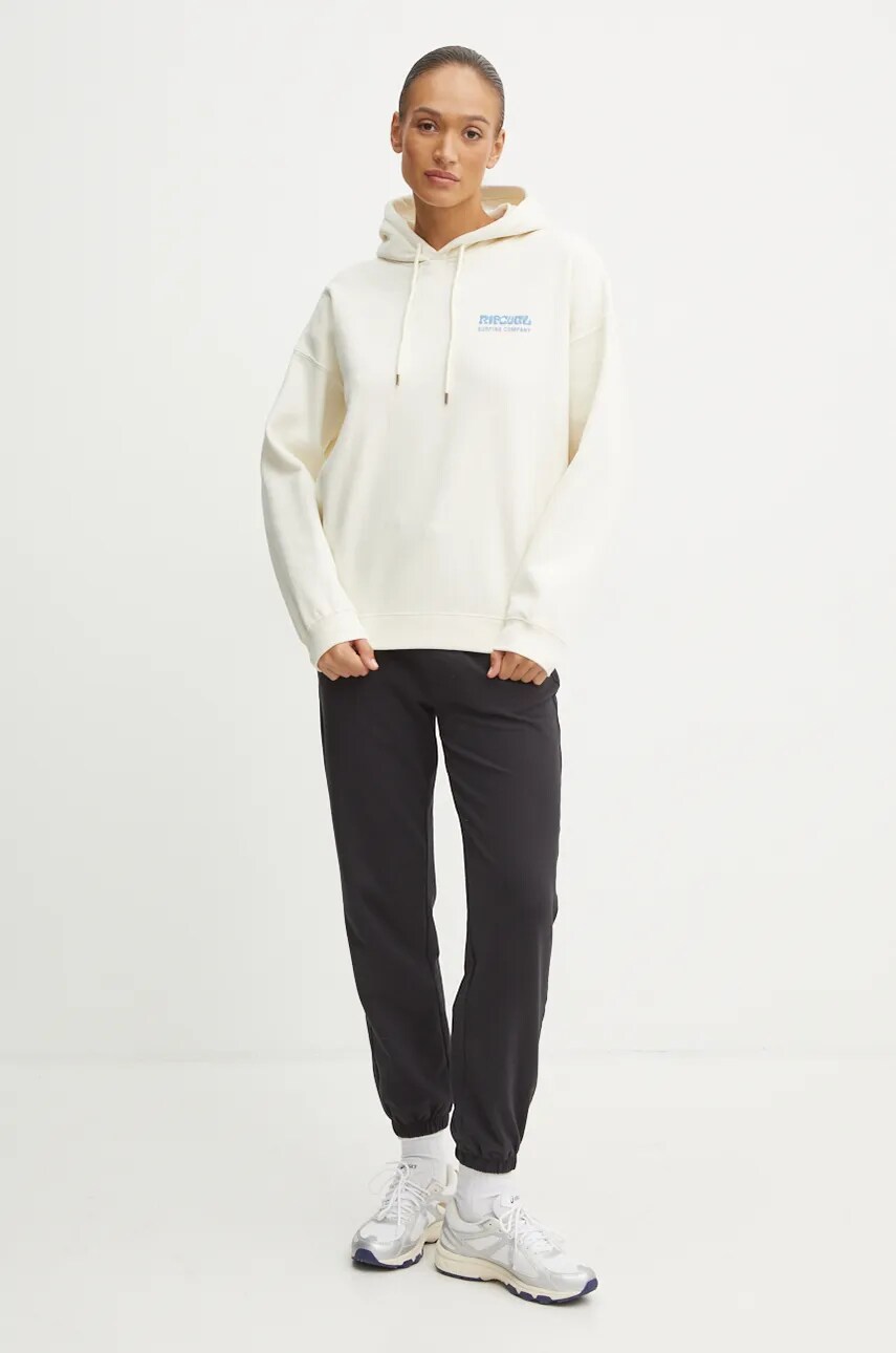 Кофта Rip Curl SURF PUFF HERITAGE жіноча колір бежевий з капюшоном з принтом 06AWFL