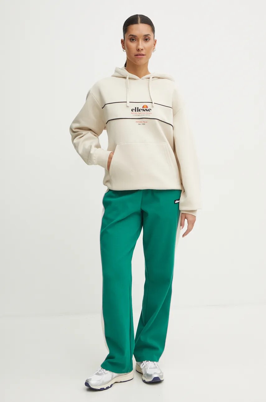 Кофта Ellesse GALSTER жіноча колір бежевий з капюшоном з принтом SGX20922