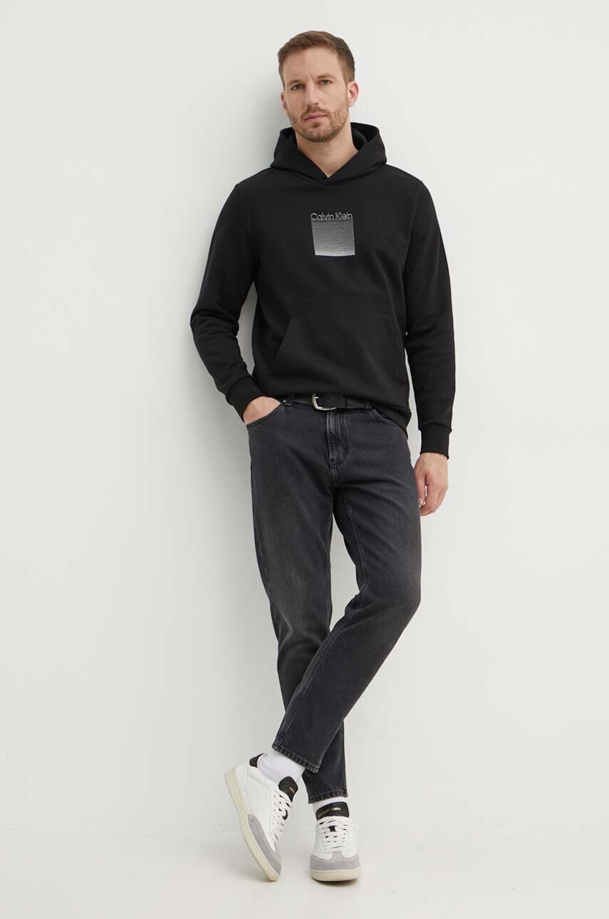 Кофта Calvin Klein чоловіча колір чорний з капюшоном з аплікацією K10K113087