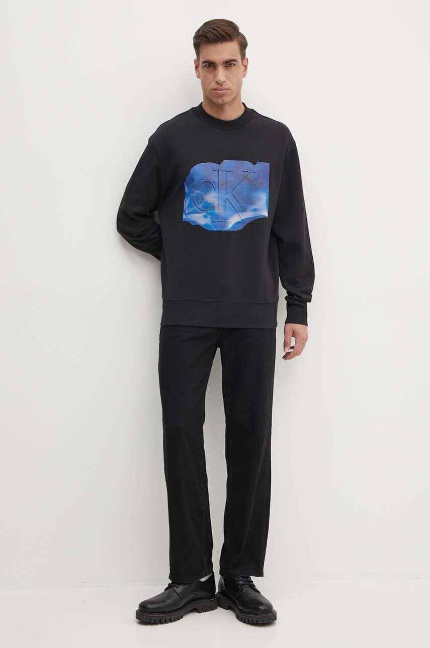 Кофта Calvin Klein Jeans чоловіча колір чорний з аплікацією J30J325636