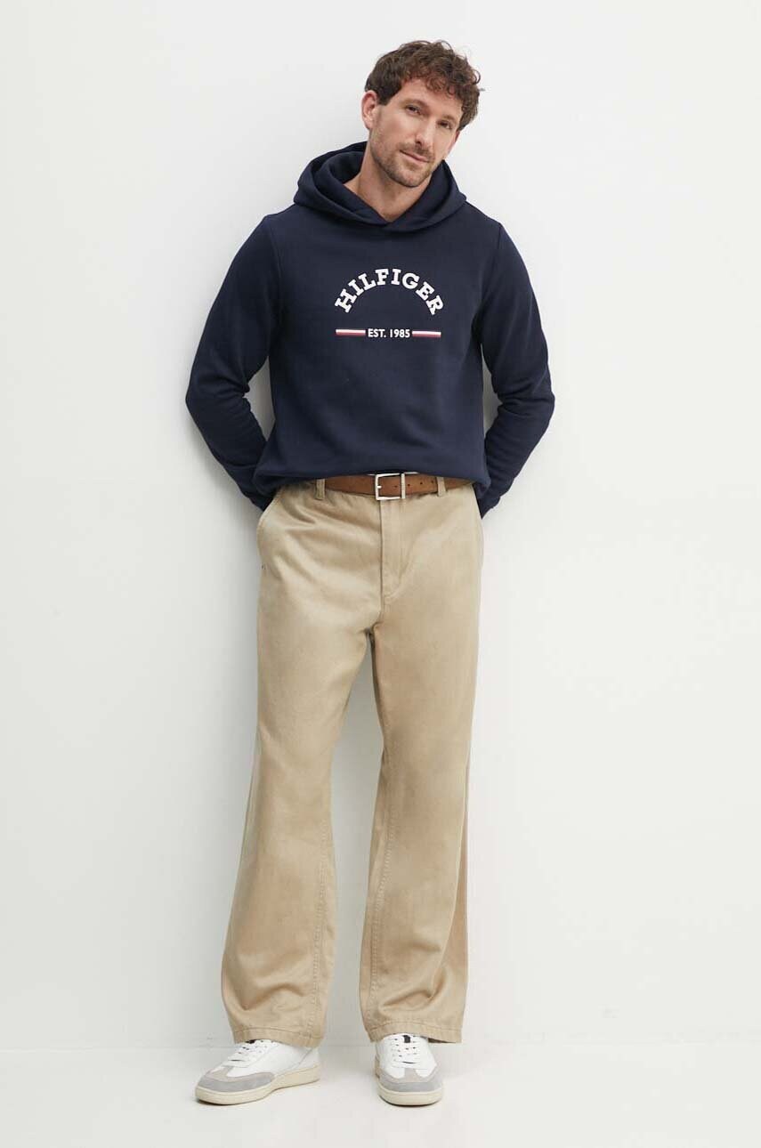 Кофта Tommy Hilfiger чоловіча колір синій з капюшоном з принтом MW0MW35568