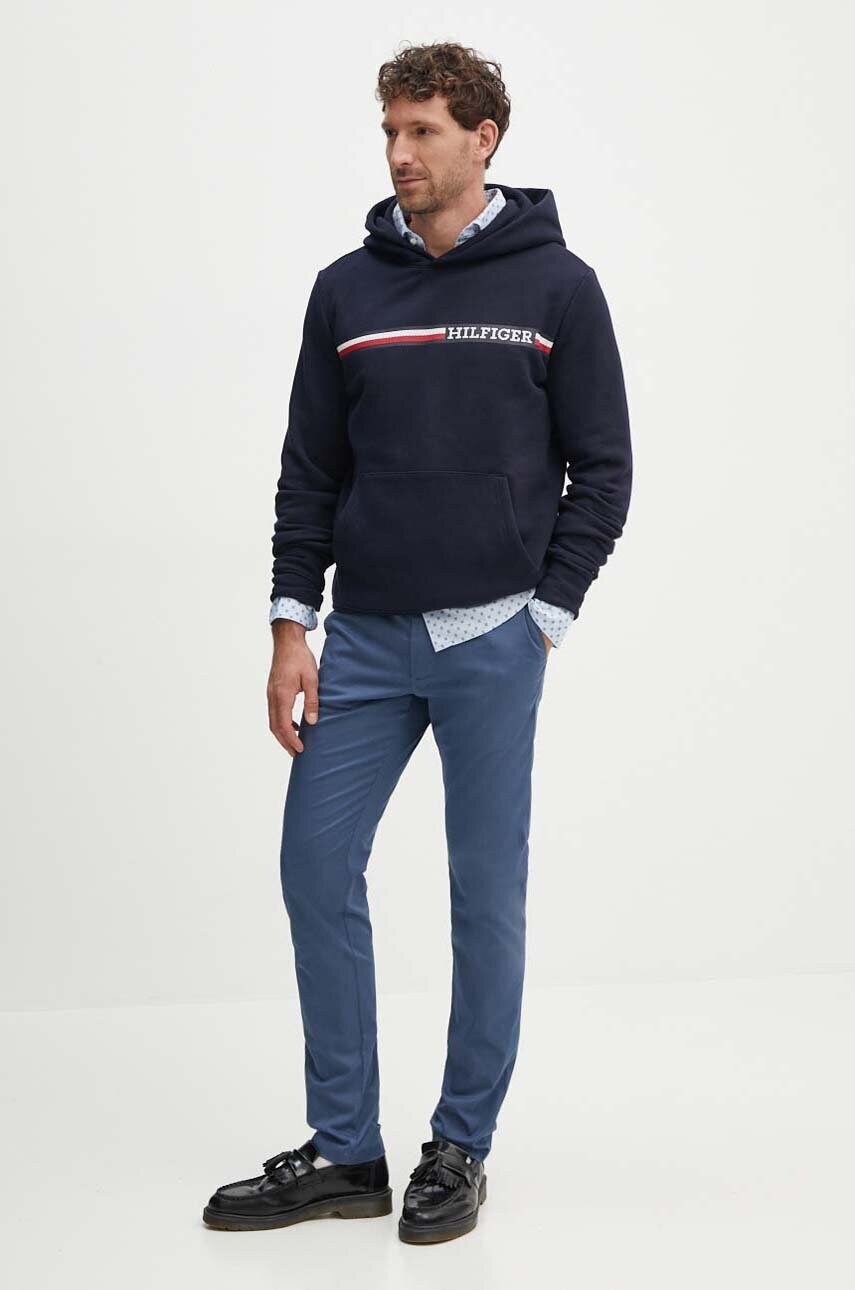 Кофта Tommy Hilfiger чоловіча колір синій з капюшоном з принтом MW0MW36737