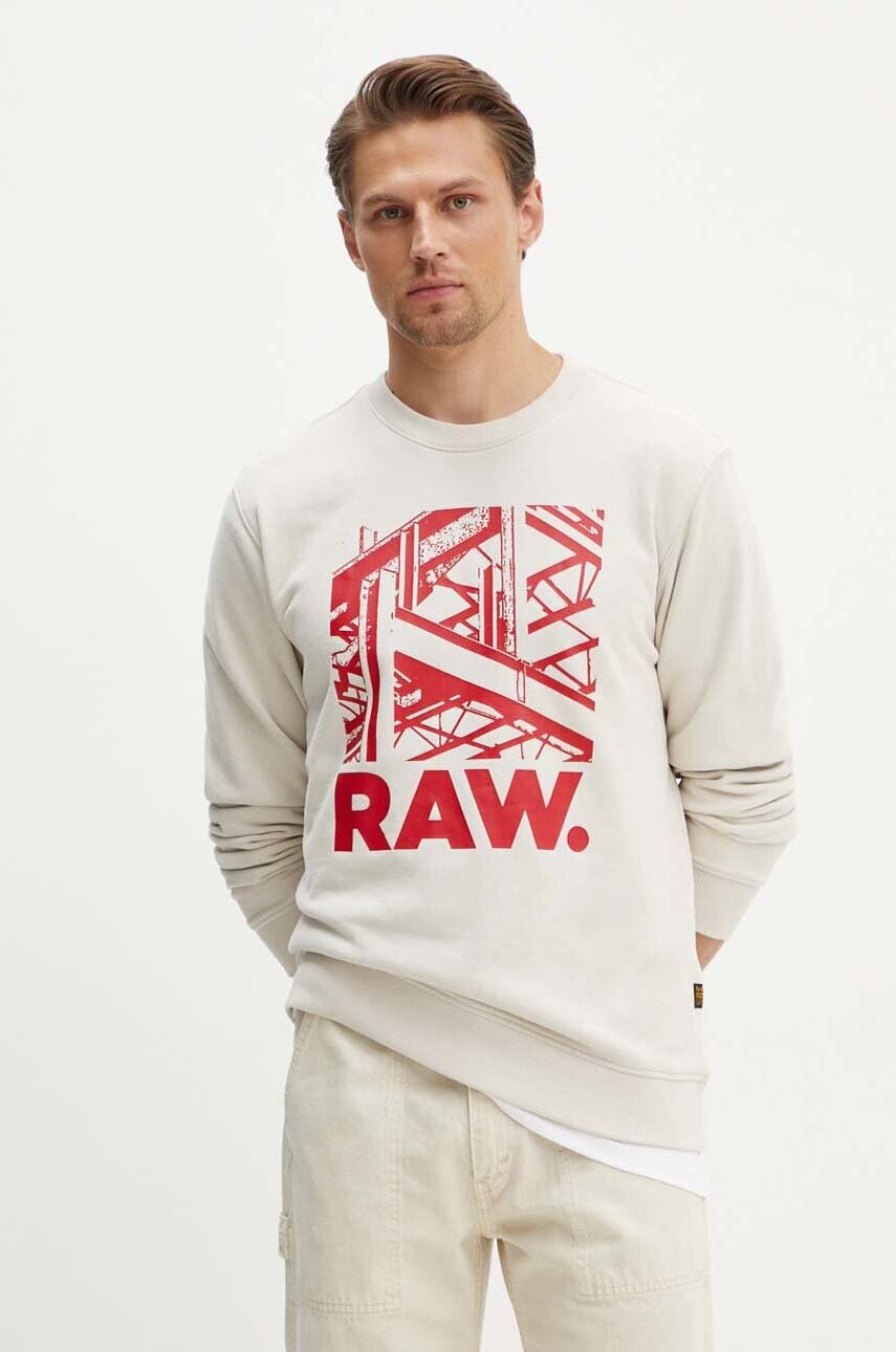 Бавовняна кофта G-Star Raw чоловіча колір бежевий з принтом D24678-D562