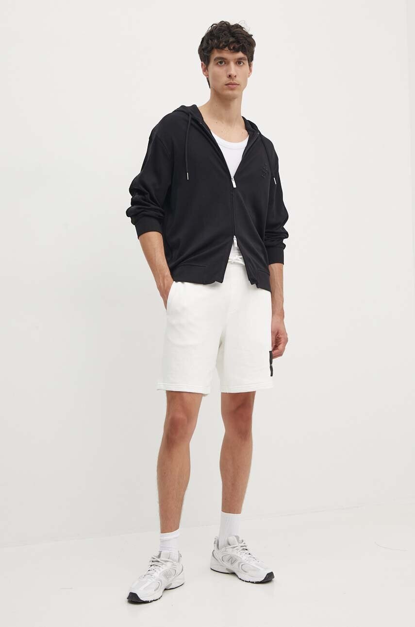 Кофта Armani Exchange чоловіча колір чорний з капюшоном з аплікацією 6DZMLC ZJNNZ