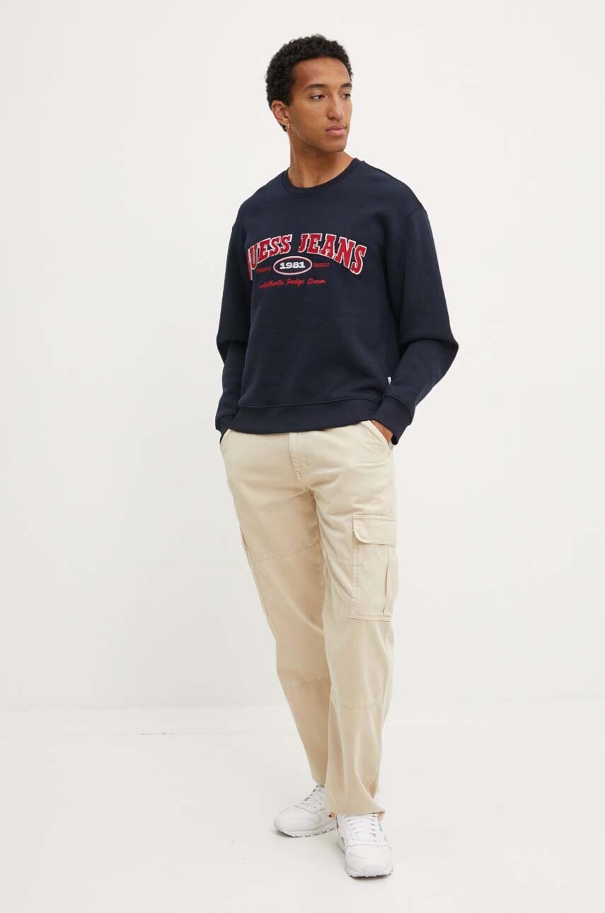 Кофта Guess Jeans чоловіча колір синій з аплікацією M4YQ20 K9V31