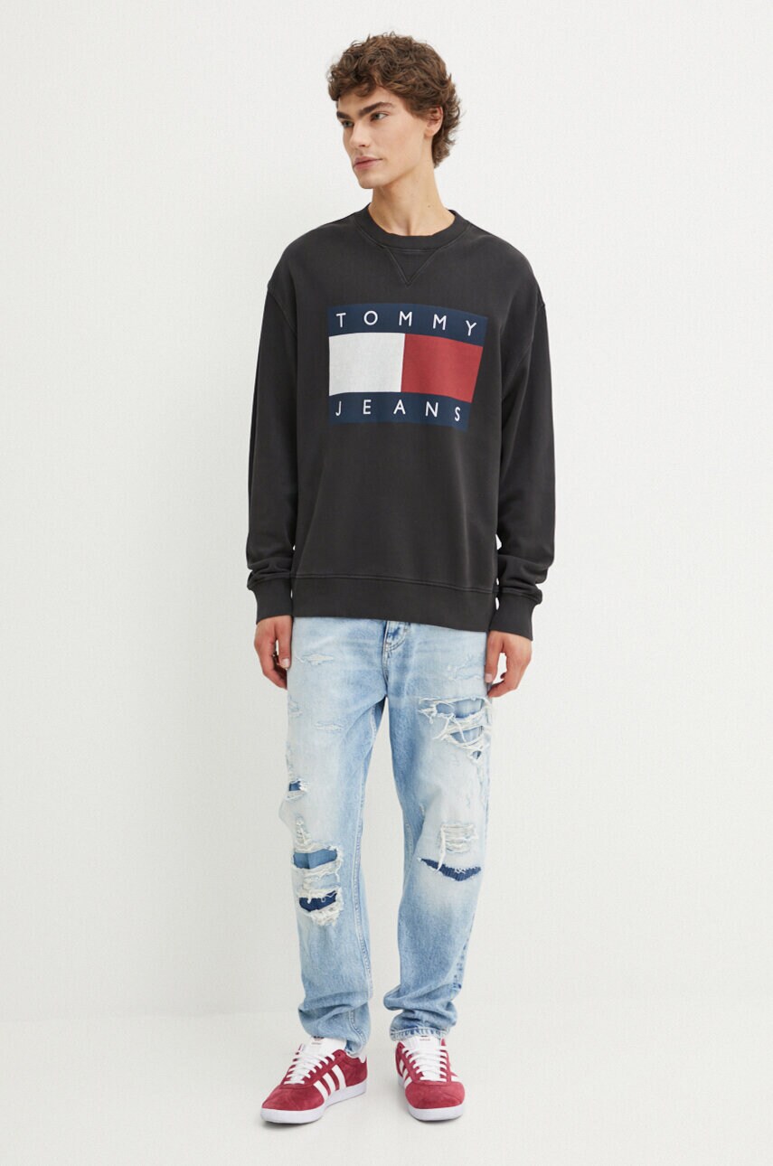 Бавовняна кофта Tommy Jeans чоловіча колір сірий з принтом DM0DM19222