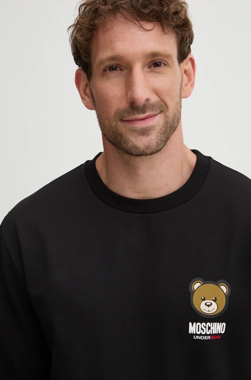 Кофта лаунж Moschino Underwear колір чорний з принтом 17884413