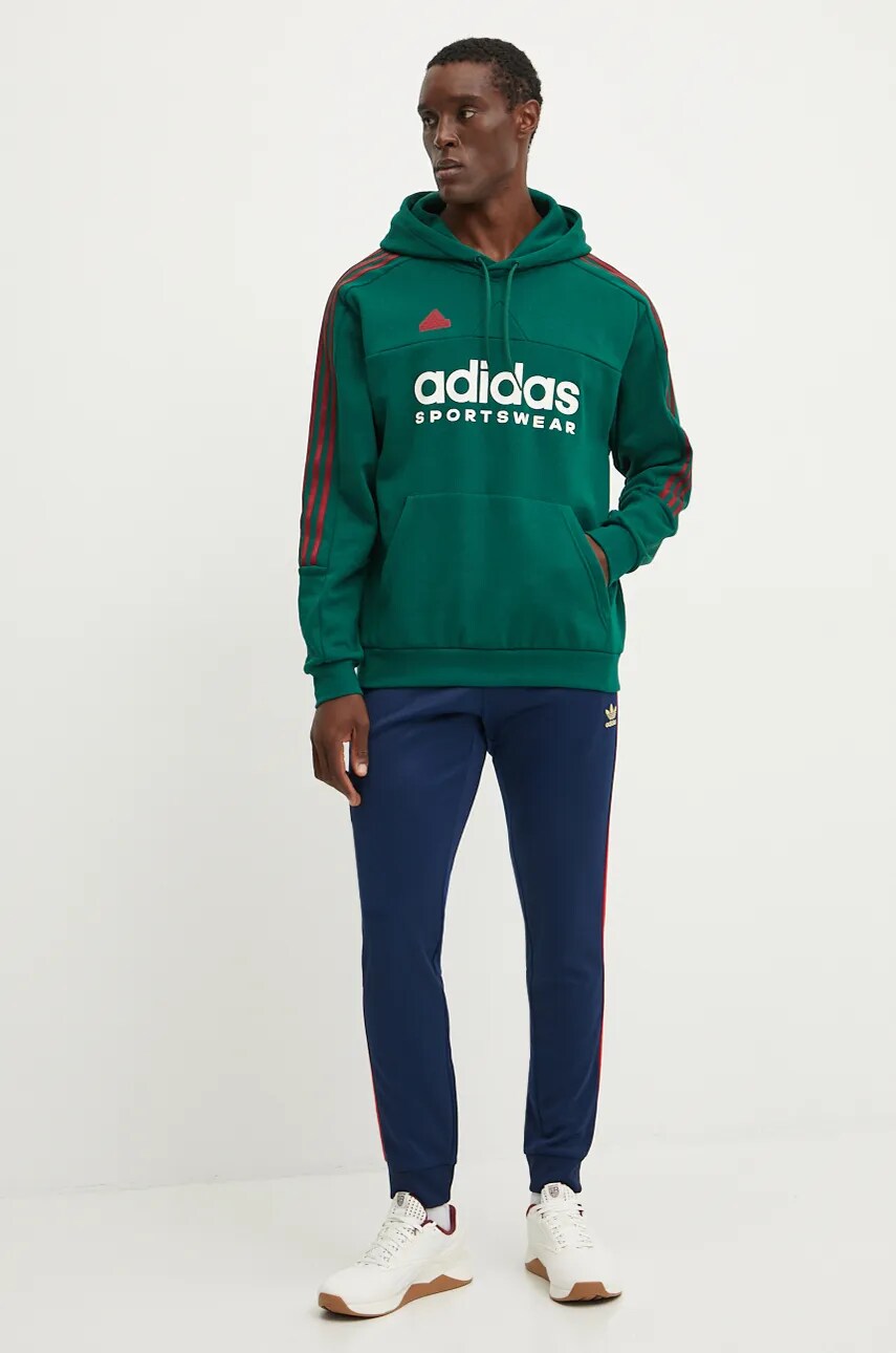 Кофта adidas Tiro чоловіча колір зелений з капюшоном з принтом IY4521