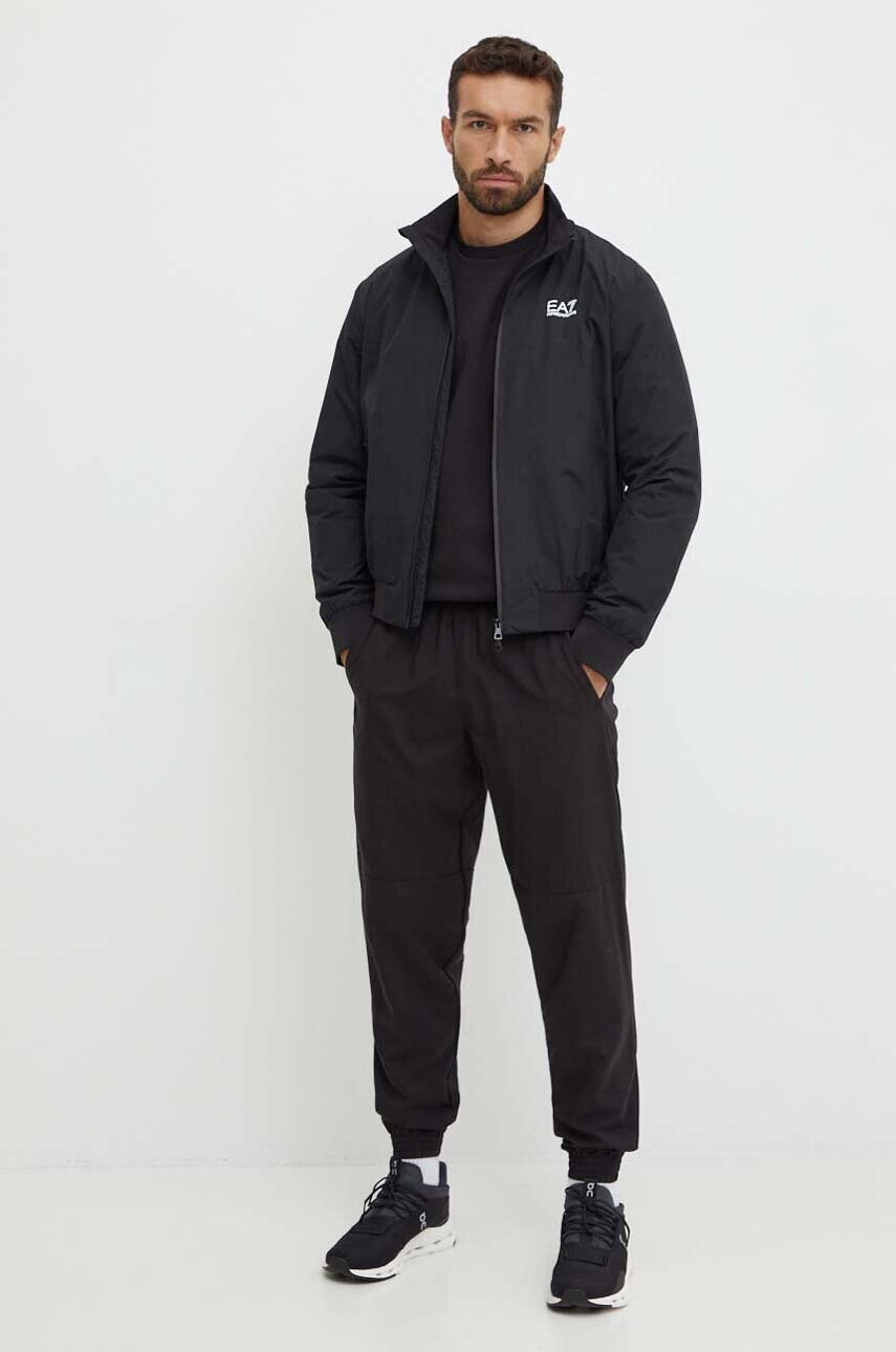 Кофта EA7 Emporio Armani чоловіча колір чорний з аплікацією PJUEZ.6DPM89