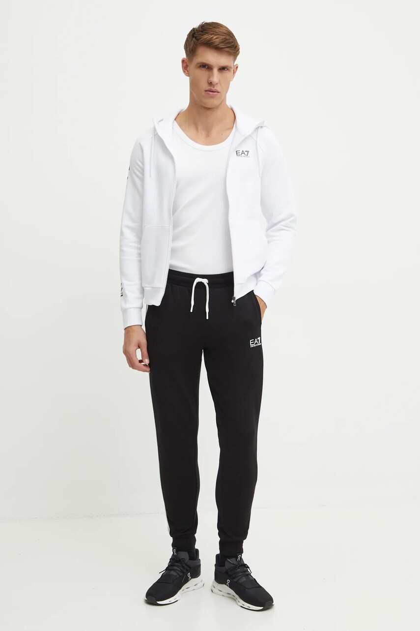 Кофта EA7 Emporio Armani чоловіча колір білий з капюшоном з принтом PJ07Z.8NPM22