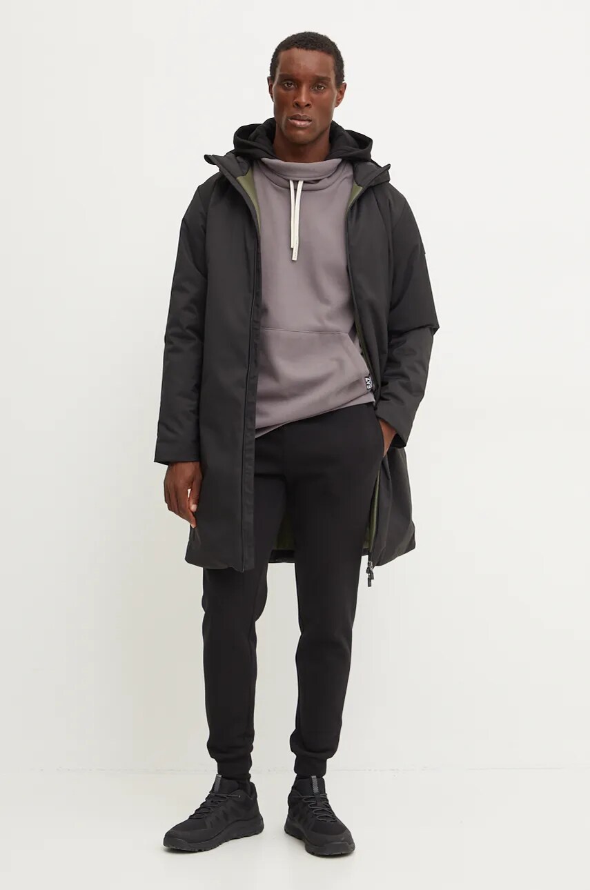 Кофта EA7 Emporio Armani чоловіча колір сірий з капюшоном з принтом AF10443.7M000020