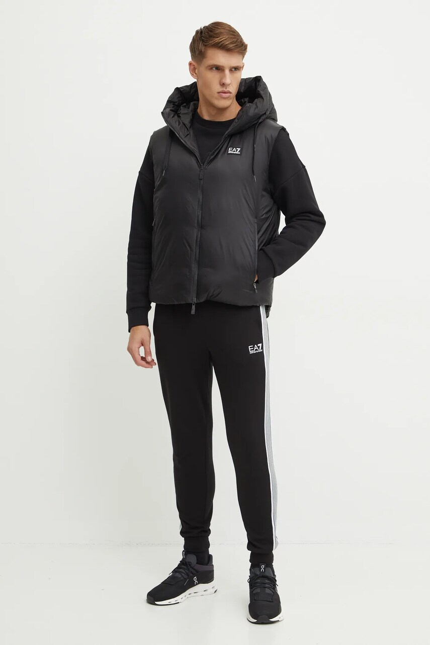 Бавовняна кофта EA7 Emporio Armani чоловіча колір чорний однотонна PJOPZ.6DUM14