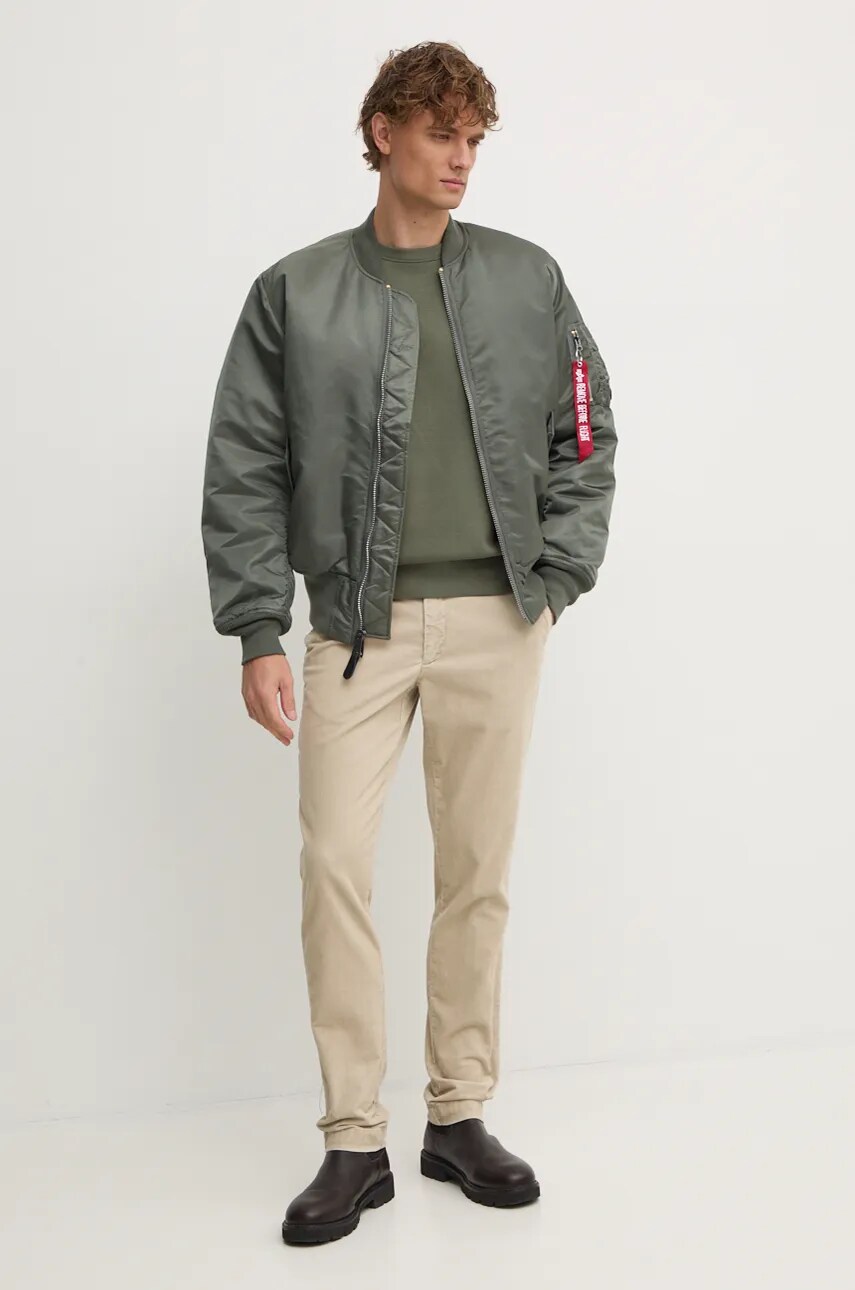 Кофта Alpha Industries чоловіча колір зелений з аплікацією 138300