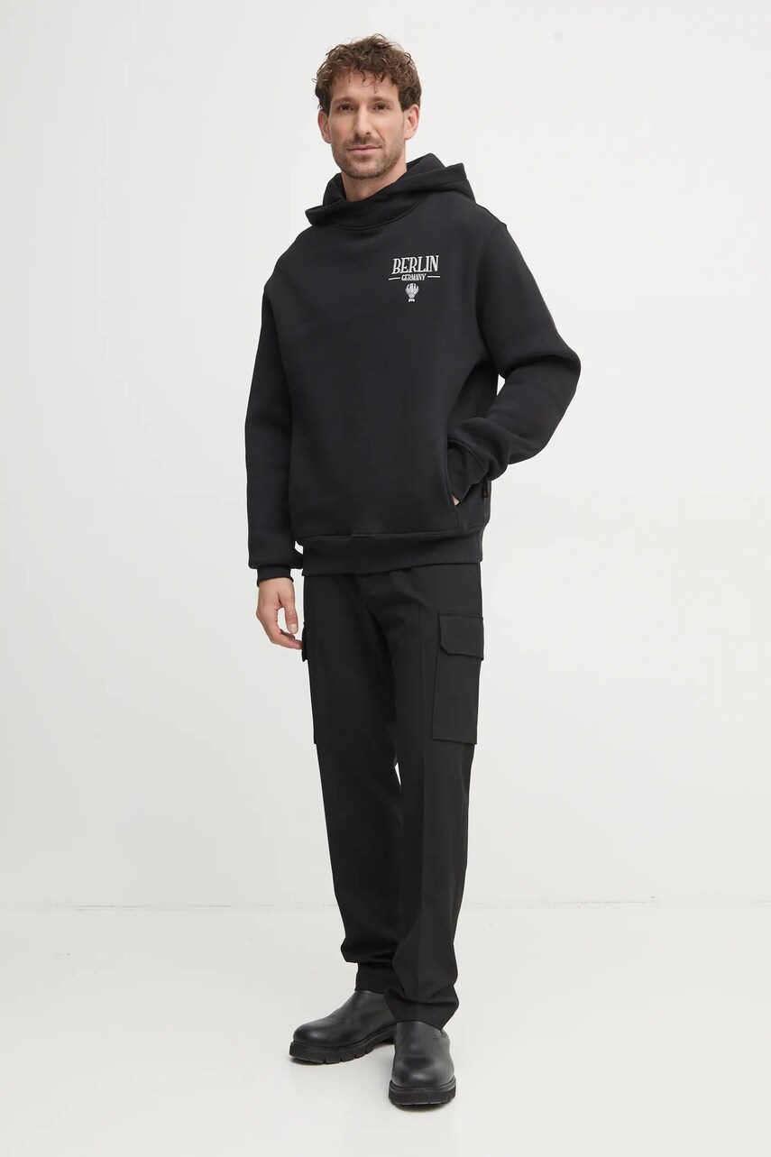 Кофта Alpha Industries чоловіча колір чорний з капюшоном з аплікацією 148340