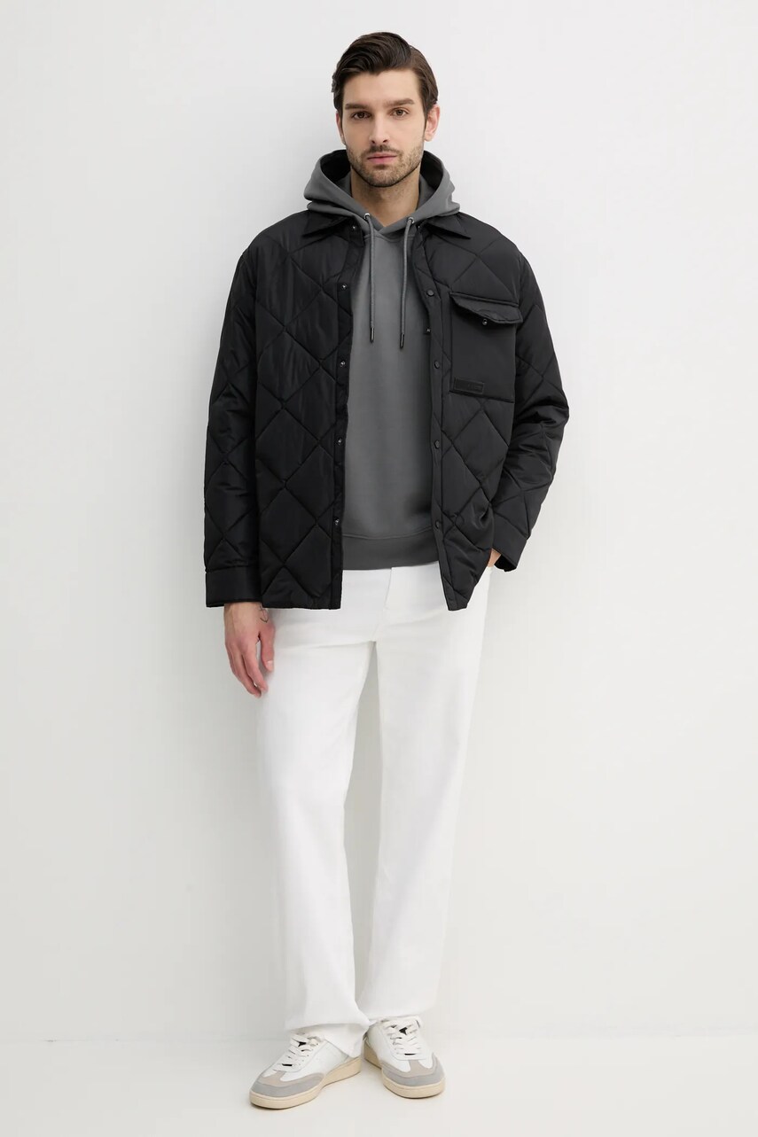 Кофта Armani Exchange чоловіча колір сірий з капюшоном з аплікацією 6DZMJB ZJNKZ