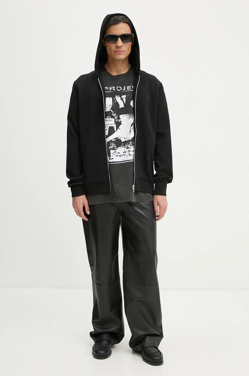 Кофта PS Paul Smith чоловіча колір чорний з капюшоном однотонна M2R.098Z.N22194