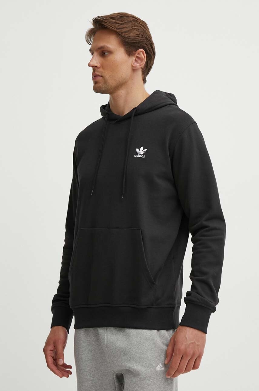 Бавовняна кофта adidas Originals чоловіча колір чорний з капюшоном однотонна IW5789