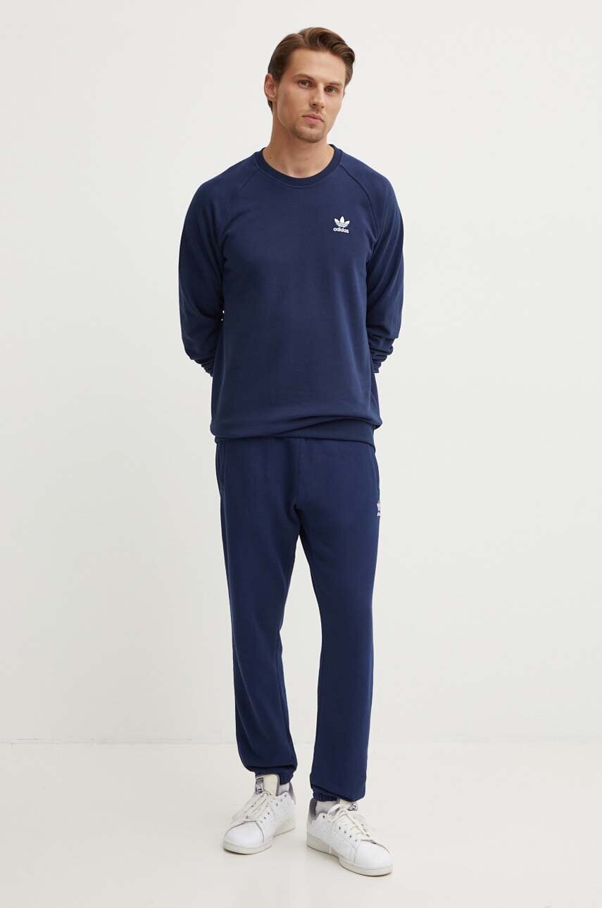 Бавовняна кофта adidas Originals чоловіча колір синій однотонна IX7678