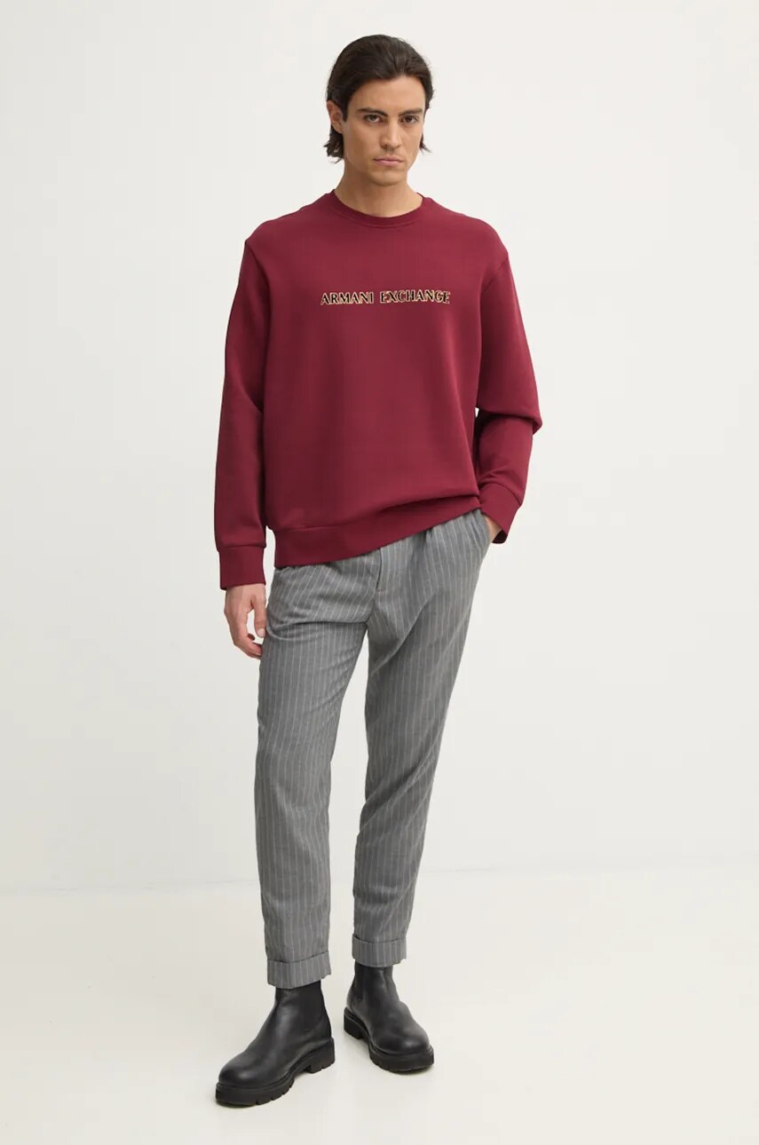 Кофта Armani Exchange чоловіча колір бордовий з принтом XM000082 AF10818