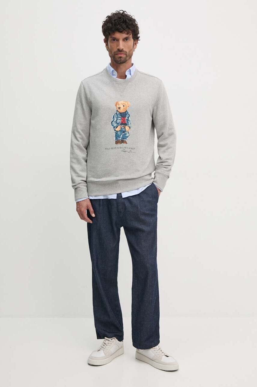 Кофта Polo Ralph Lauren чоловіча колір сірий з принтом 710953718