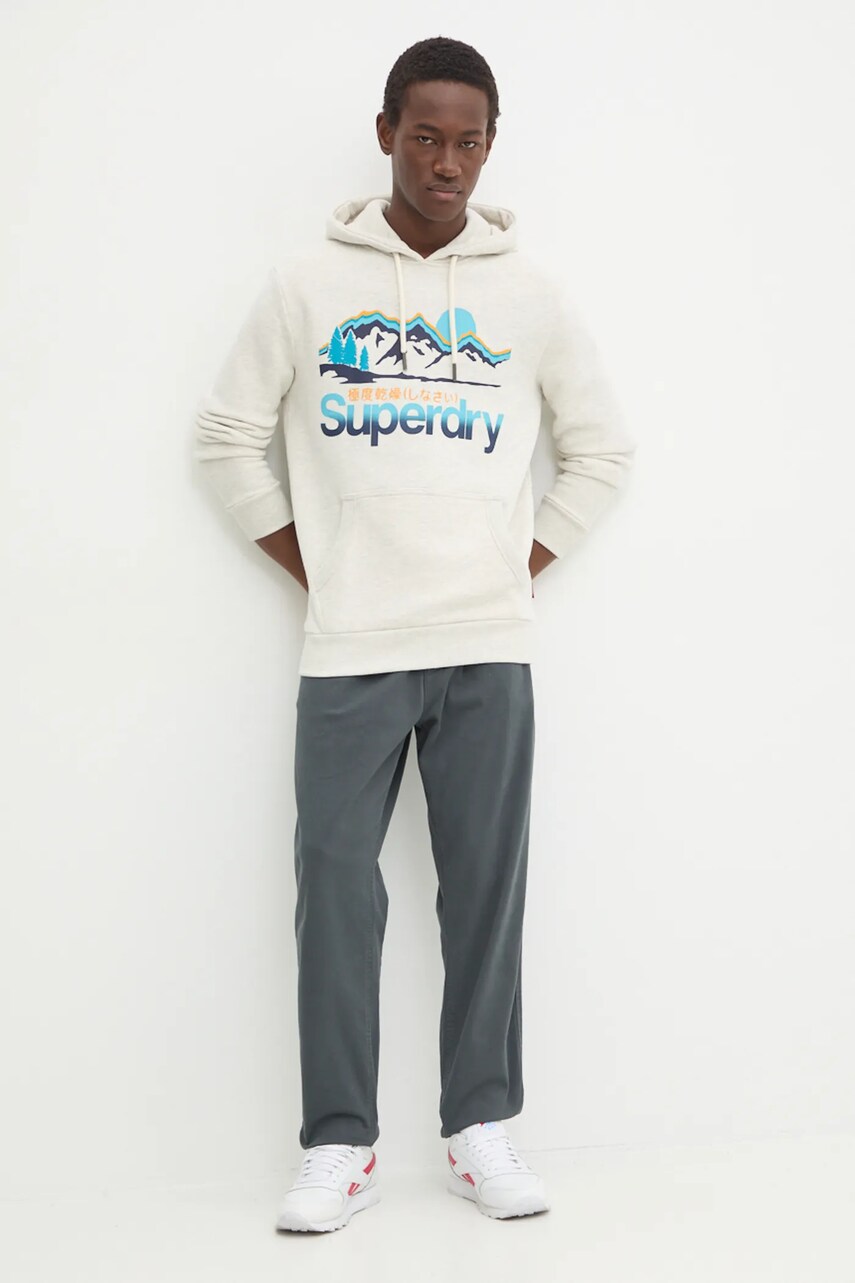 Кофта Superdry чоловіча колір сірий з капюшоном з принтом M2013708A-43D