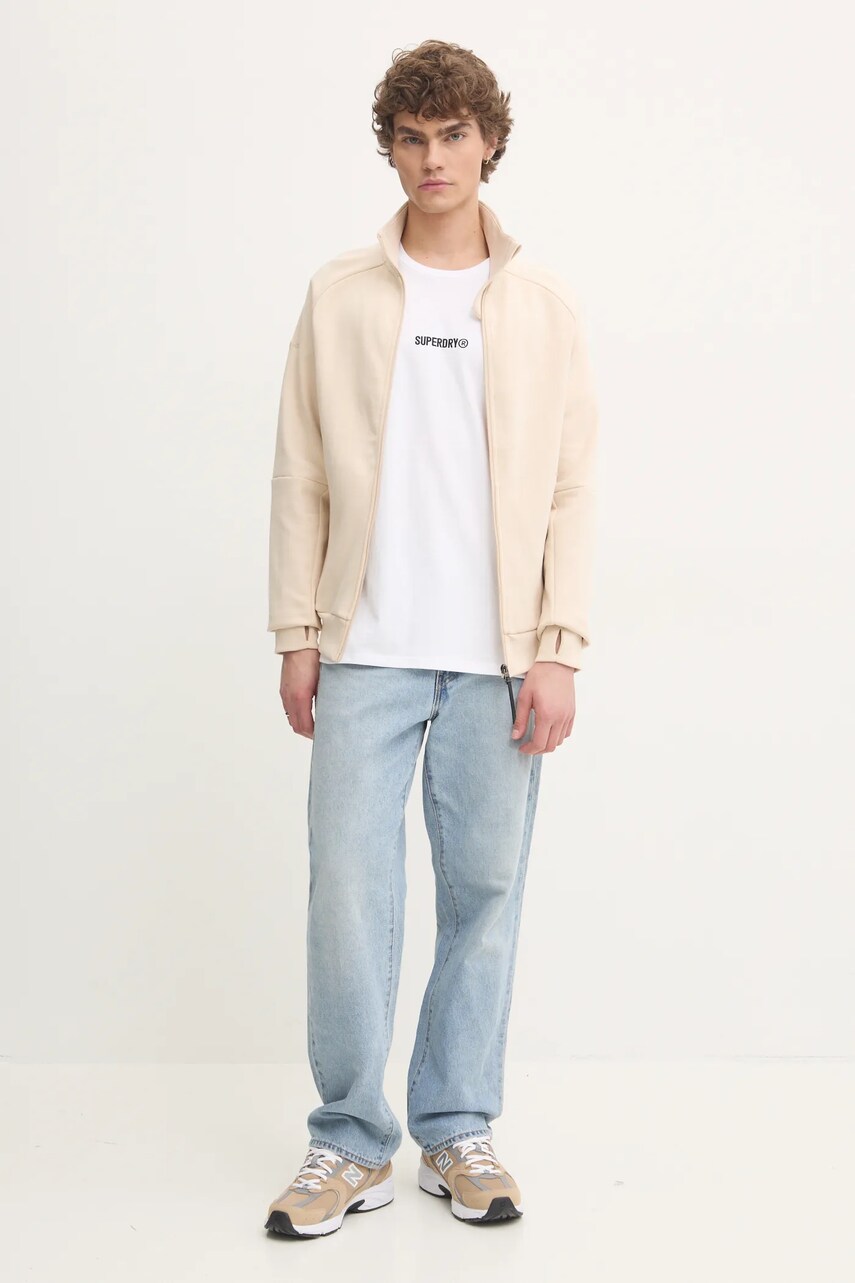 Кофта Superdry чоловіча колір бежевий однотонна M2013960A-1YP