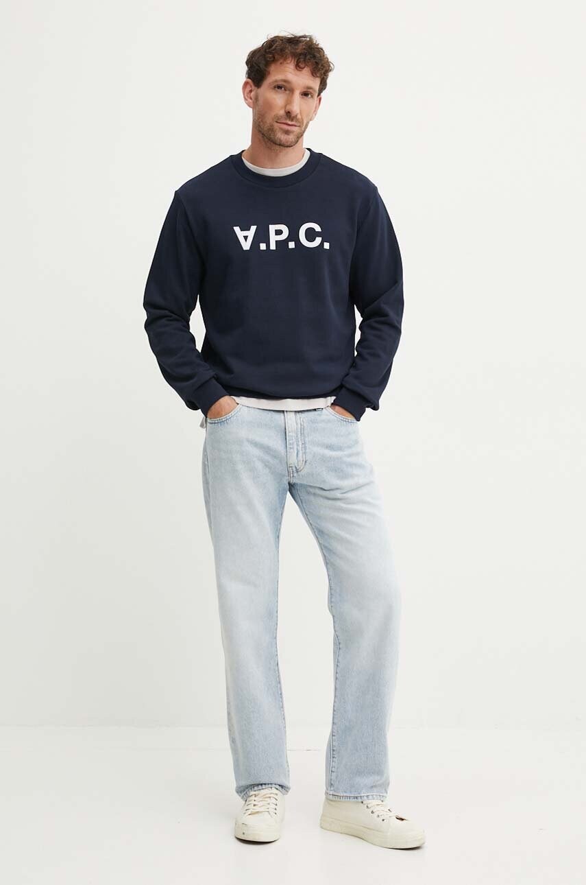 Бавовняна кофта A.P.C. sweat standard grand vpc GOTS колір синій з аплікацією COHBN.M27907