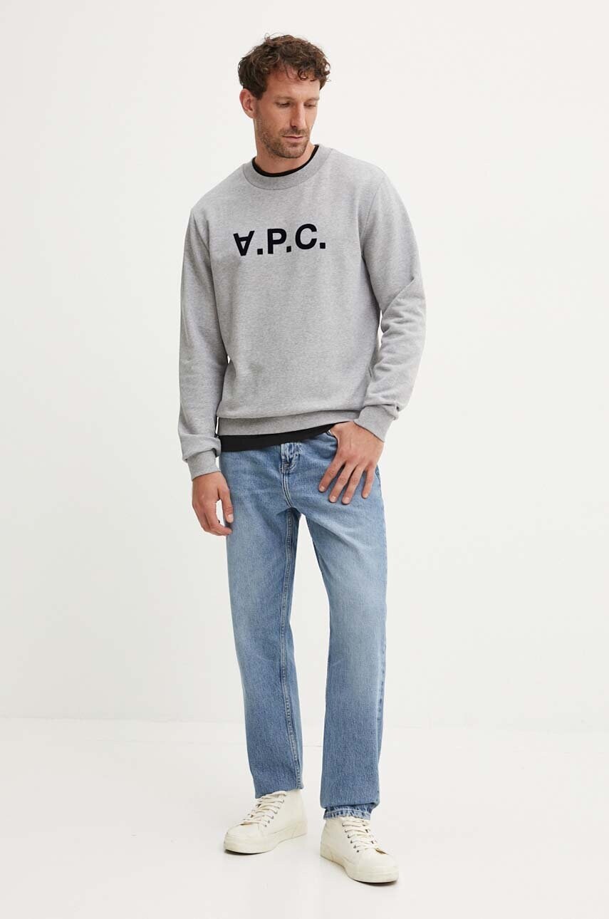 Бавовняна кофта A.P.C. sweat standard grand vpc GOTS колір сірий з аплікацією COHBN.M27907