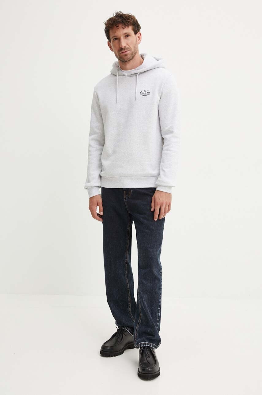 Кофта A.P.C. hoodie standard rue madame GOTS колір сірий з капюшоном меланж COHBV.M27914