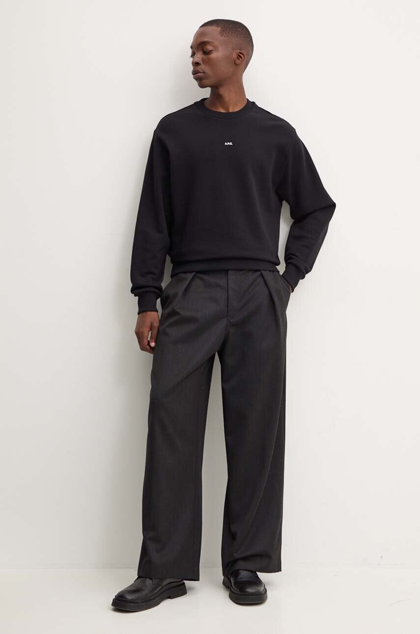 Бавовняна кофта A.P.C. sweat boxy micro logo GOTS чоловіча колір чорний однотонна COHBX.H27910