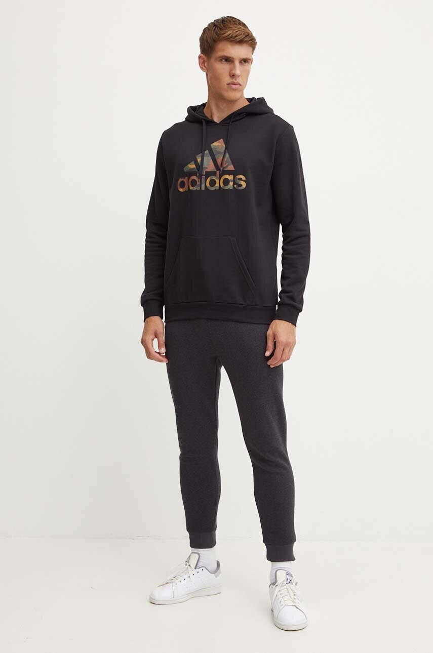 Кофта adidas Camo чоловіча колір чорний з капюшоном принтом  IW2678