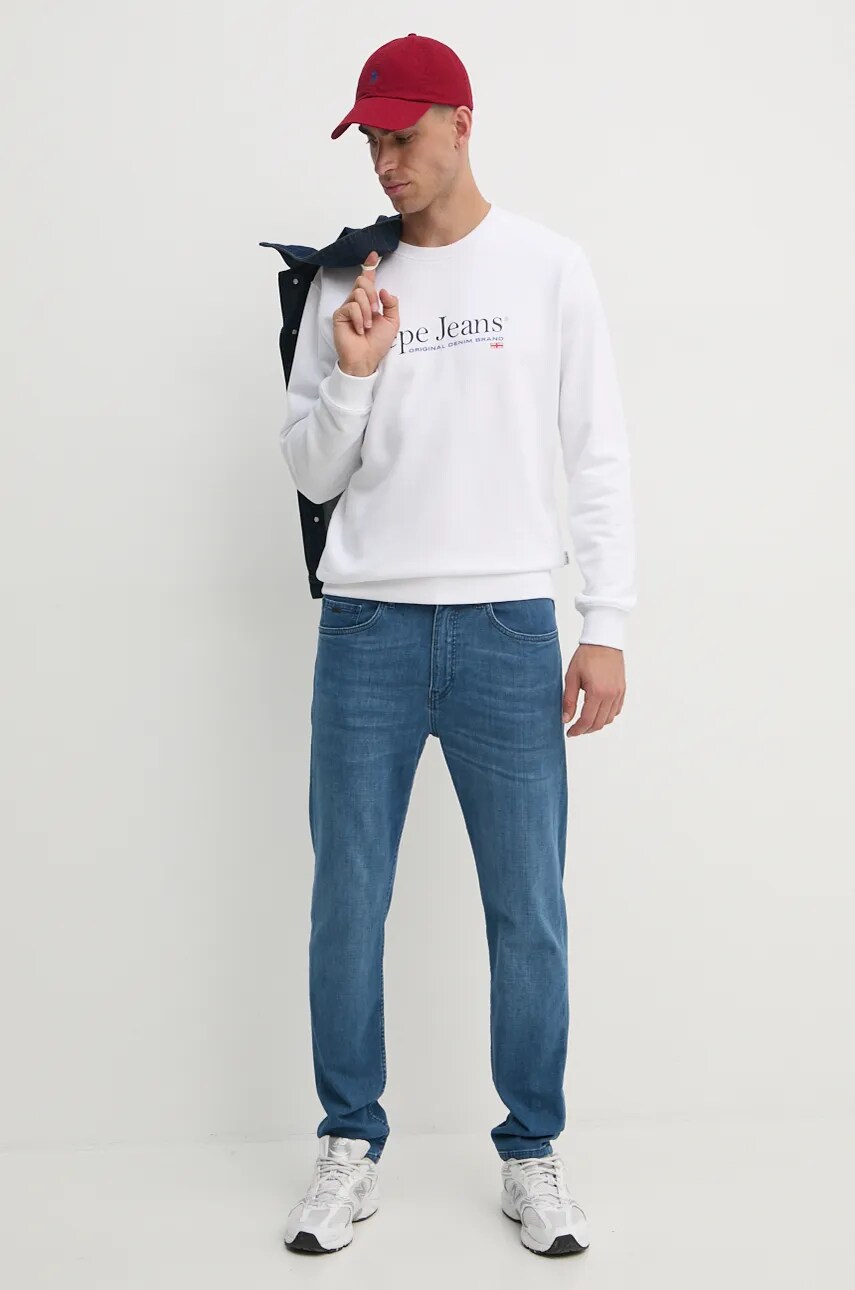 Бавовняна кофта Pepe Jeans SEAN чоловіча колір білий з принтом PM582699