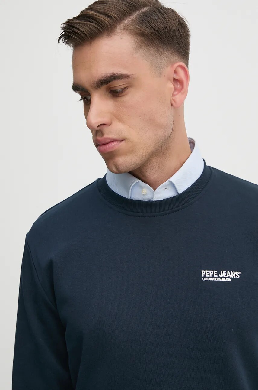 Кофта Pepe Jeans SAM CREW чоловіча колір синій з принтом PM582703