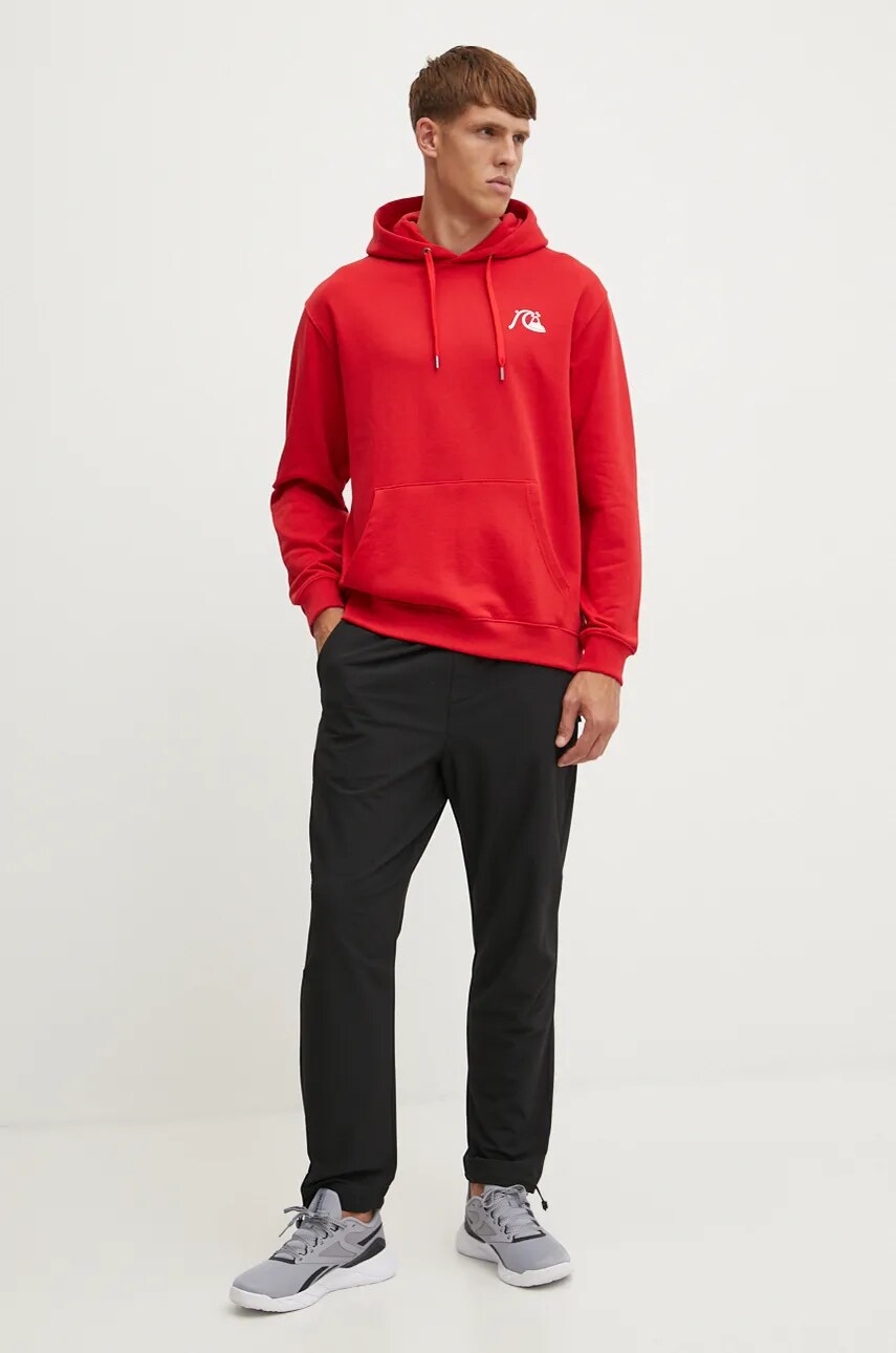 Кофта Quiksilver Dna Bubble Logo Hoodie чоловіча колір червоний з капюшоном з принтом AQYFT03372
