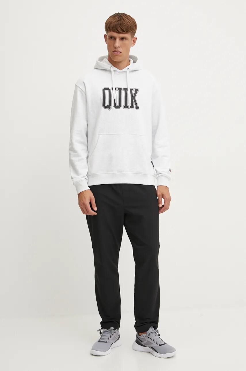 Кофта Quiksilver Griffin Hoodie чоловіча колір сірий з капюшоном з принтом AQYFT03407